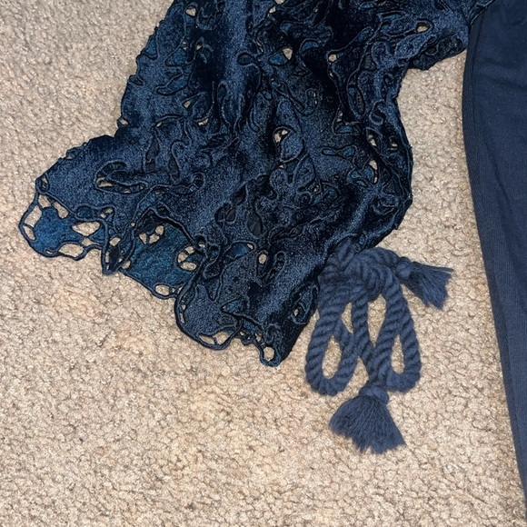 See by Chloe Navy Broderie Anglaise Sweatshirt Ultramarine Navy Blue Small - Picture 6 of 9